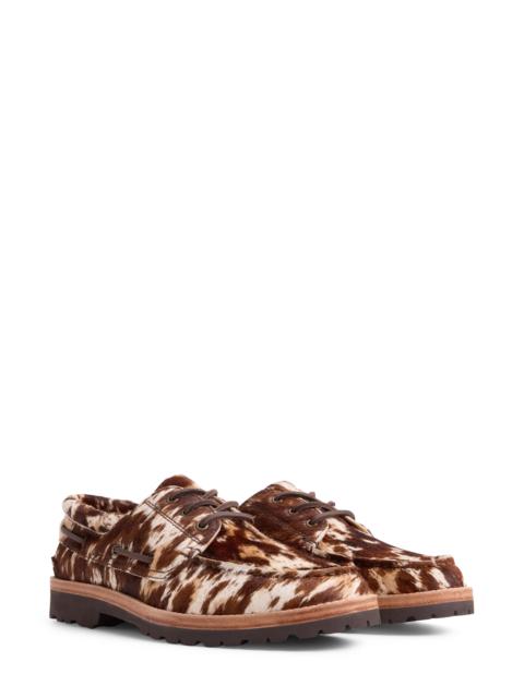 SPERRY Sperry x Colour Plus Companie Genuine Calf Hair 3-Eye Boat Shoe in Dark Fawn Leather Calf Hair at No