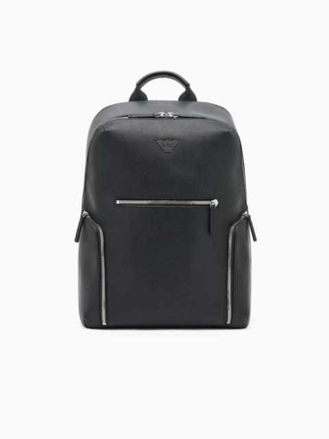EMPORIO ARMANI ASV regenerated Saffiano leather backpack with eagle plate