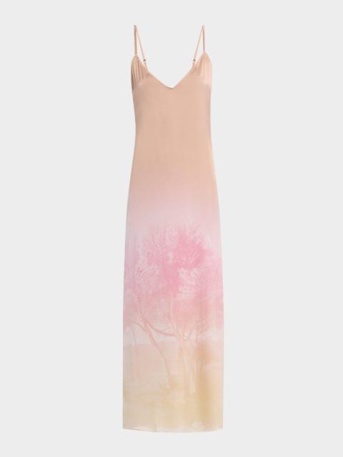 Pierre-Louis Mascia Sleeveless Ombre Landscape-Print Maxi Dress