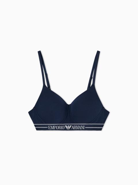 EMPORIO ARMANI ASV ORGANIC-COTTON PADDED BRALETTE WITH LOGO UNDERBAND