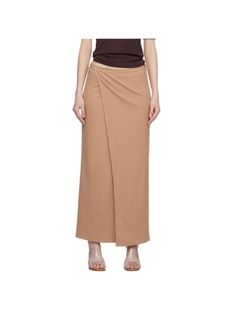 BASERANGE Tan Organic Cotton Fleece Brig Maxi Skirt
