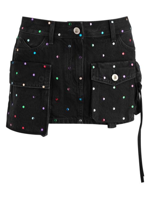Fay studded denim mini cargo skirt