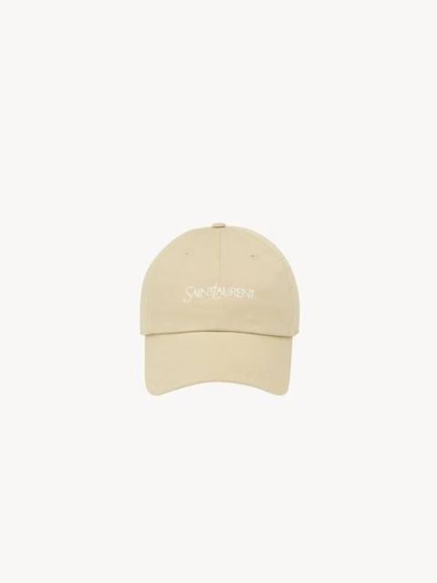 SAINT LAURENT Saint Laurent Gabardine Logo Baseball Cap Beige