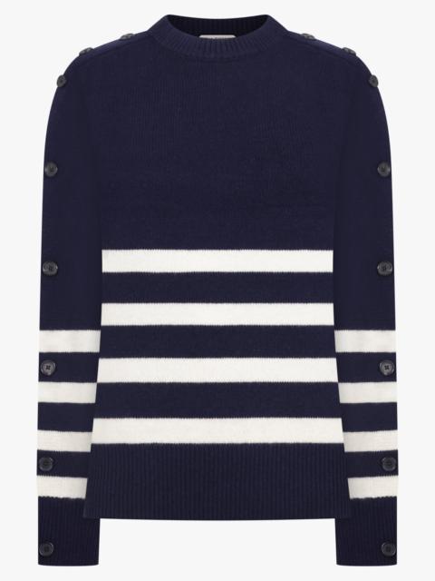 JW Anderson BUTTON SLEEVE STRIPE KNIT | NAVY/IVORY