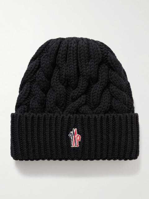 Moncler Grenoble Appliquéd Cable-knit Wool Beanie