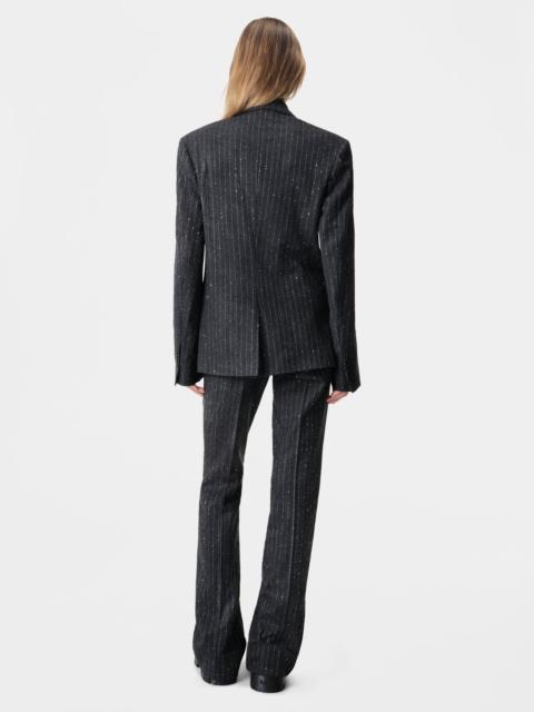 AMIRI WOMEN'S SEQUIN PINSTRIPE KICK FLARE
