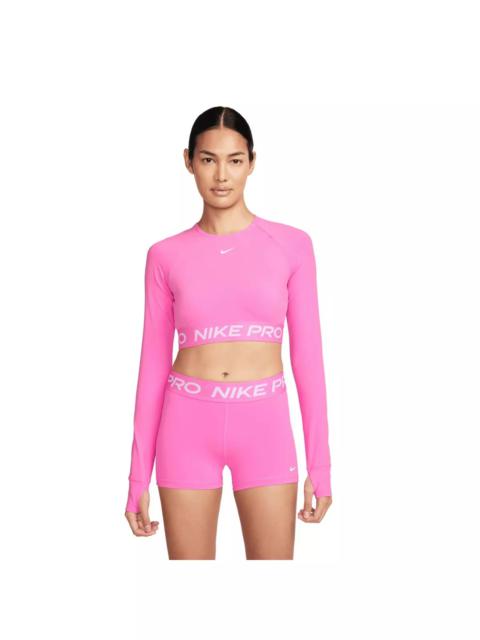 Nike Women's Pro Dri-FIT Cropped Long-Sleeve Top -Pink