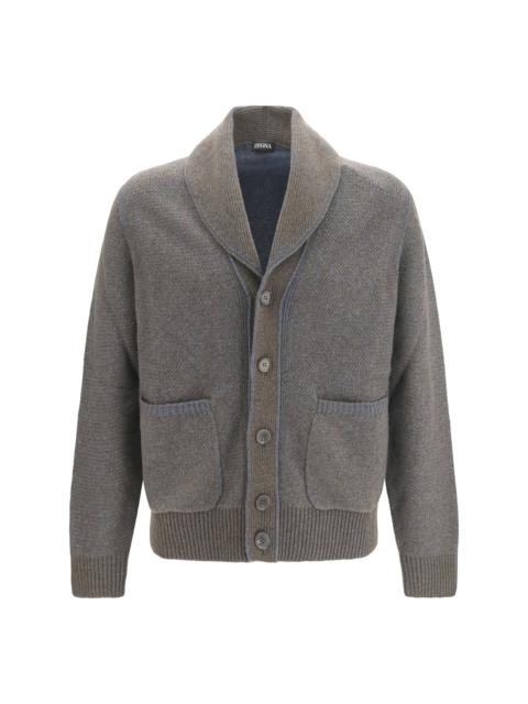 ZEGNA Zegna Cashmere Wool V-neck Cardigan Black Men
