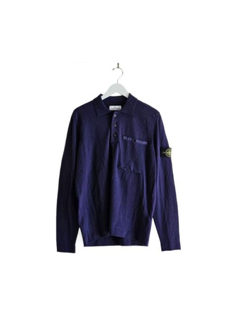 Stone Island 533B8 Raw Cotton Polo Shirt with pocket in Blue NWT $415