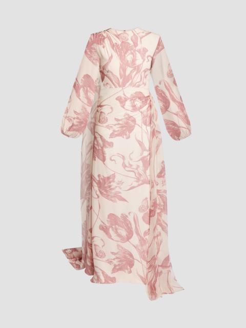 Erdem DRAPED FLORAL PRINT SILK VOILE GOWN