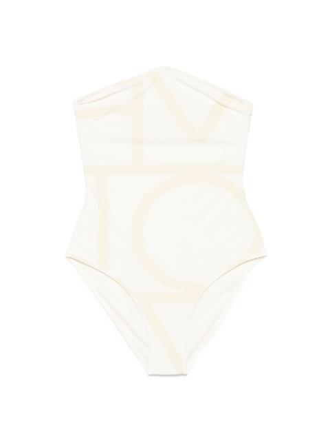 monogram strapless swimsuit