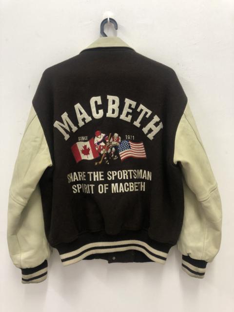 Other Designers Vintage MACBETH Spell Out Big Logo Varsity Leather Jacket