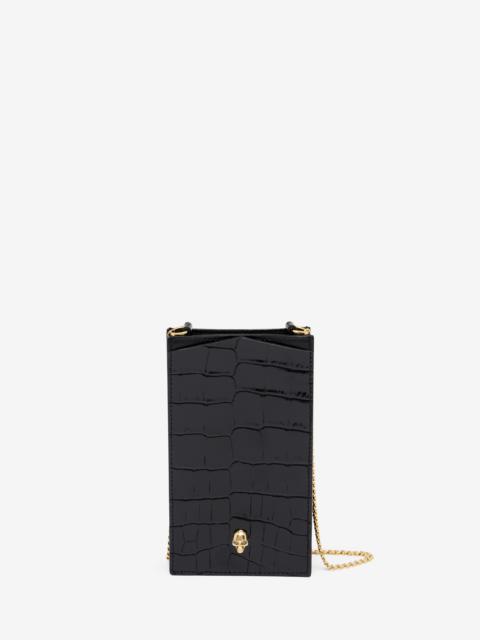 Alexander McQueen Women's Skull Phone Case With Chain in Black