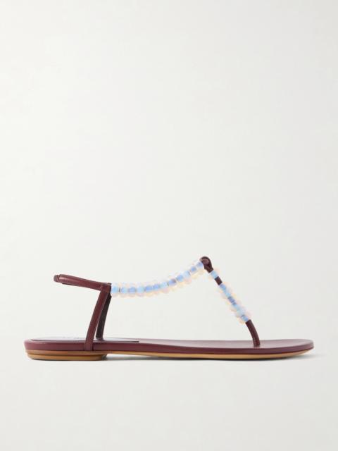 LE MONDE BÉRYL Bead-embellished Leather Thong Sandals