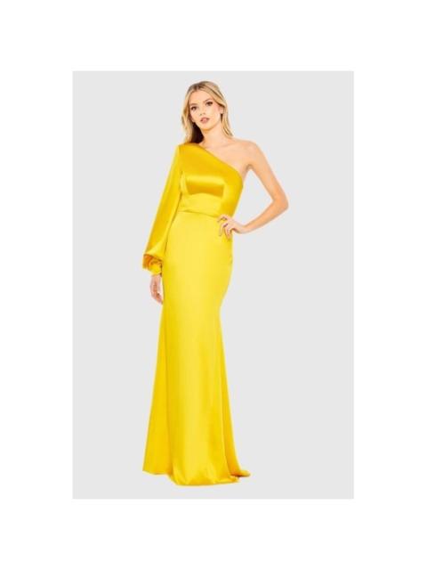 Other Designers NWT IEENA FOR MAC DUGGAL 26712
Yellow One Shoulder‎ Bishop Sleeve Gown Sz 2 $398