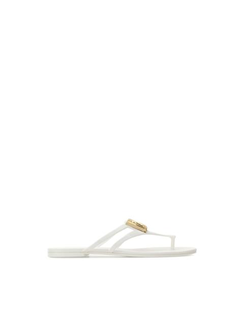 Dolce & Gabbana DOLCE&GABBANA White Rubber DG Thong Sandals New & Authentic