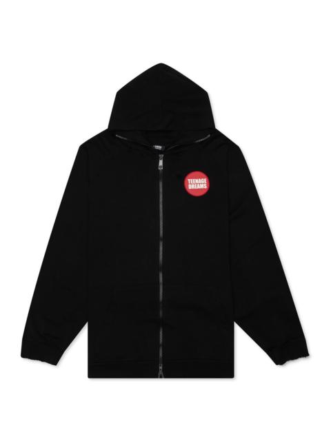 Raf Simons RAF SIMONS TEENAGE DREAMS OVERSIZED ZIPPED HOODIE - BLACK