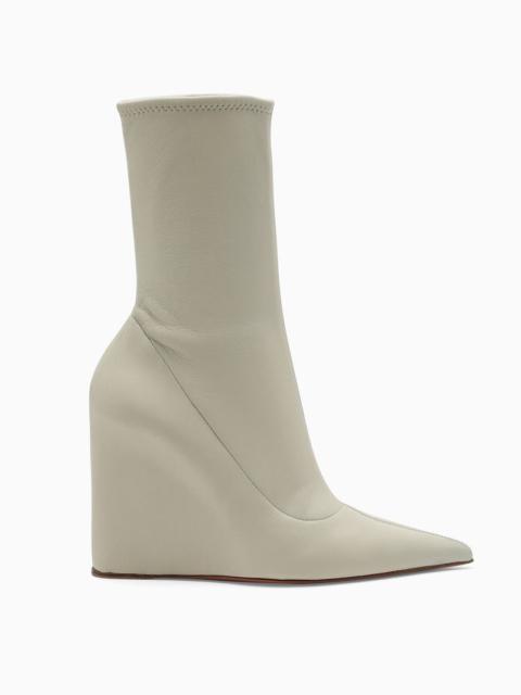 Amina Muaddi White Leather Danielle Wedge Boots Women