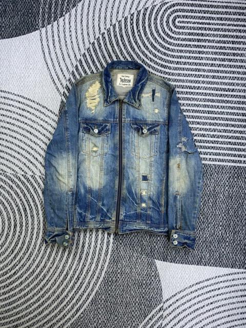 Other Designers Vintage Jackrose Distressed Zipper Denim Jacket