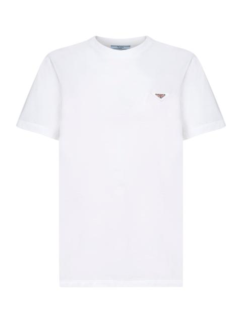 Prada Prada Abbigliamento Women White Jersey Logo T-Shirt