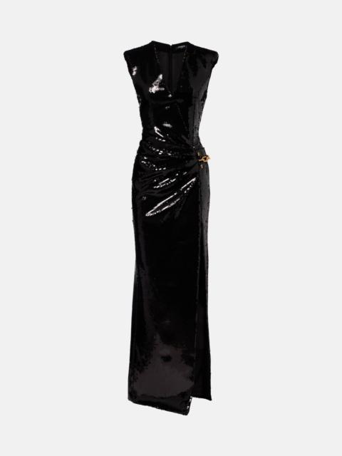 Balmain Chain-detail sequined gown