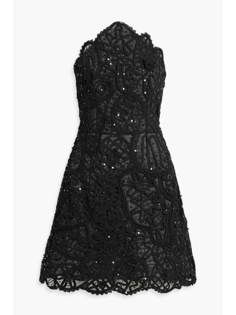 CAROLINA HERRERA Strapless embellished tulle mini dress