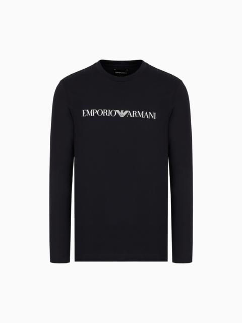 EMPORIO ARMANI Pima-jersey jumper with printed logo