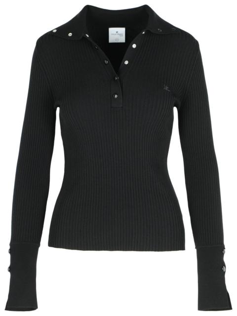 courrèges Courreges Black Polyester Blend Polo Shirt Women