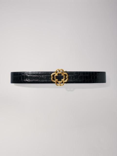 maje Croc-effect leather double M belt