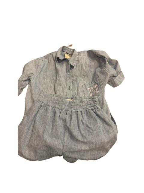 Fendi Womens Chambray Summer Shorts Made In Italy With Elastic Waist & Pocket De