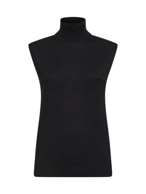 TOTEME Black knit turtleneck sleeveless top
