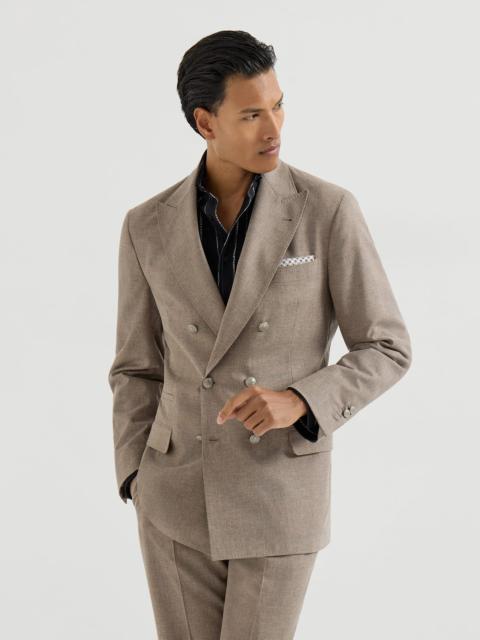 Brunello Cucinelli Virgin wool, cotton and silk mouliné one-and-a-half breasted deconstructed blazer with metal buttons