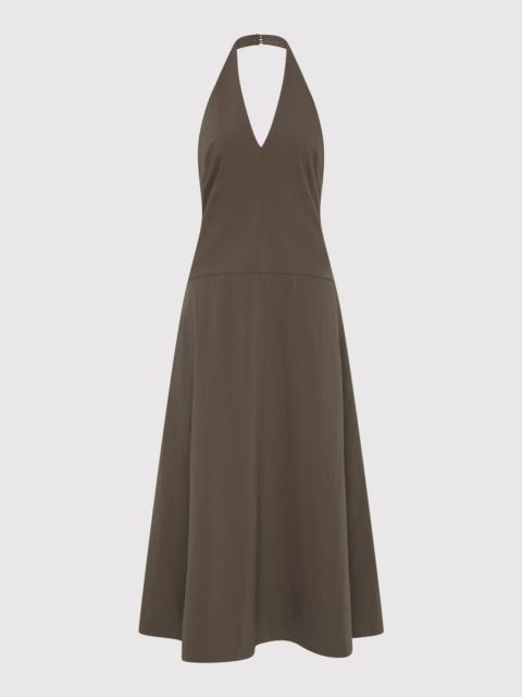 ST. AGNI Halter Plunge Dress - Khaki