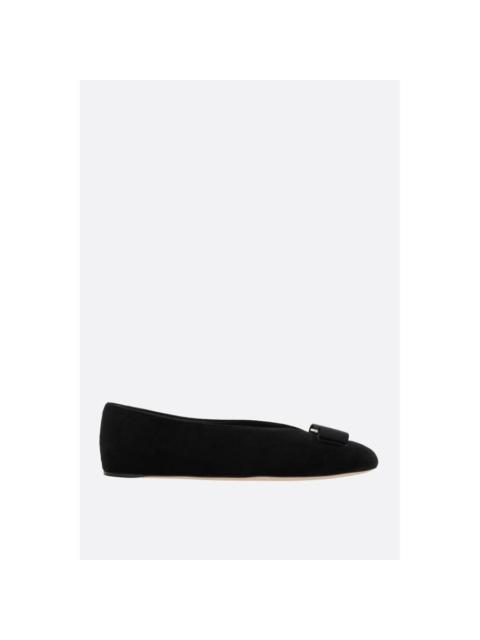 FERRAGAMO FERRAGAMO Vanna V Black Velvet Ballerinas New & Authentic (W