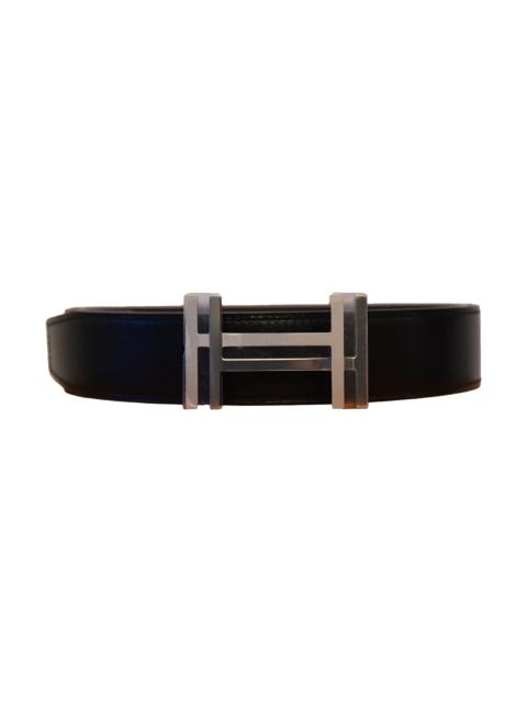 Hermès Hermes H Au Carre Reversible Belt Silver Hardware Black