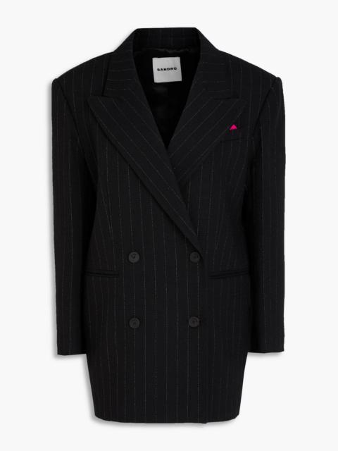 Sandro Double-breasted pinstriped tweed blazer