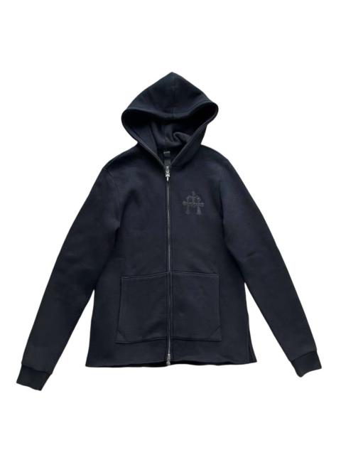 Leather cross patch zip up hoodie