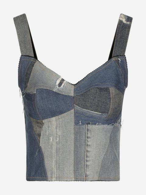 Dolce & Gabbana Patchwork Denim Corset