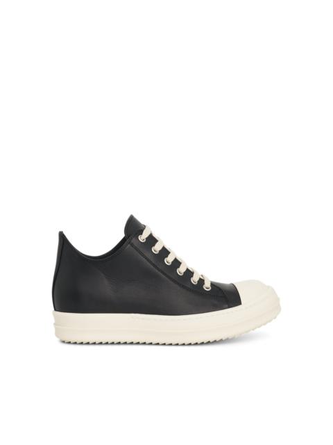 Rick Owens Washed Calf Low Top Sneaker in Black/Milk
