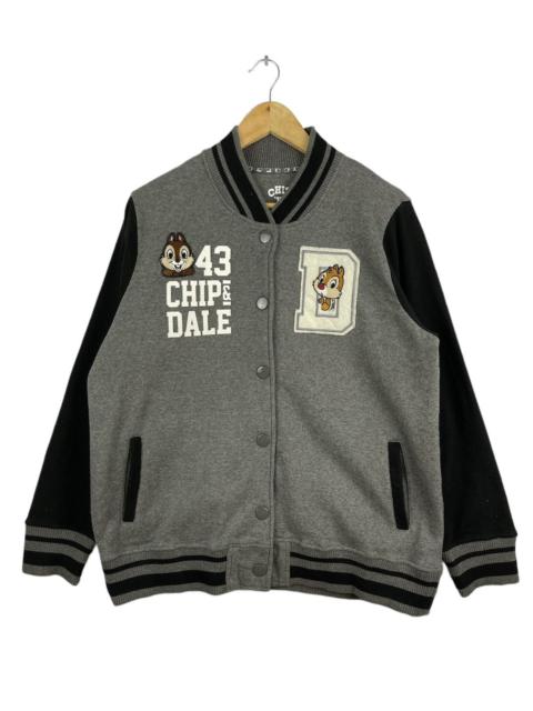 Other Designers Disney - Chip N Dale Big Logo Varsity Jacket Grey Black