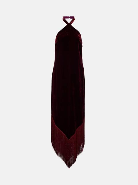 Taller Marmo Nina fringed velvet maxi dress