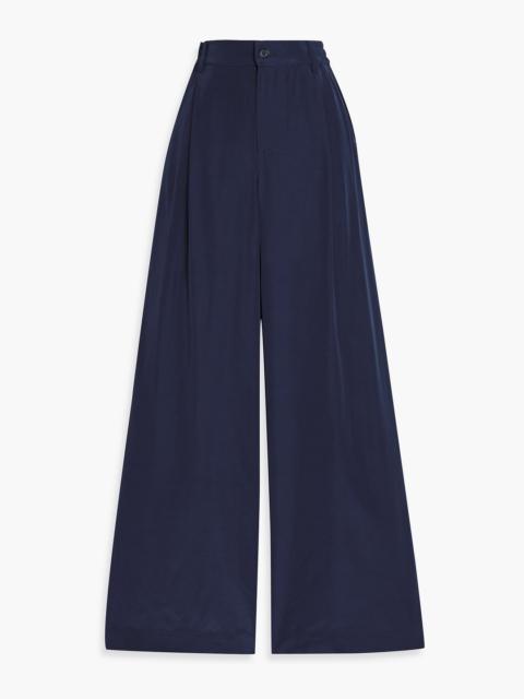 SIMKHAI Sydnie pleated satin wide-leg pants