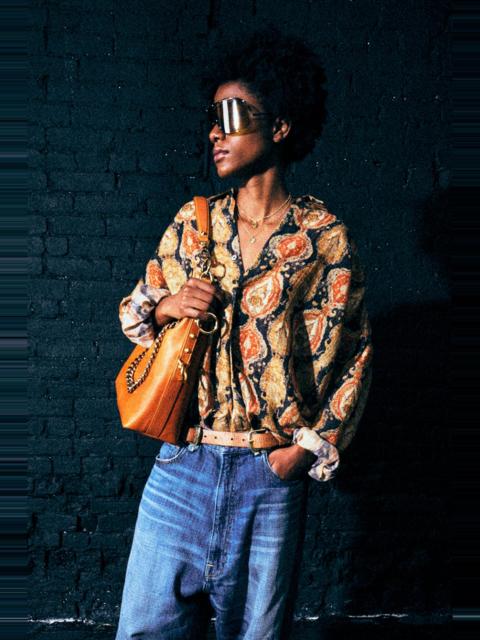 R13 GATHERED YOKE DROP NECK SHIRT