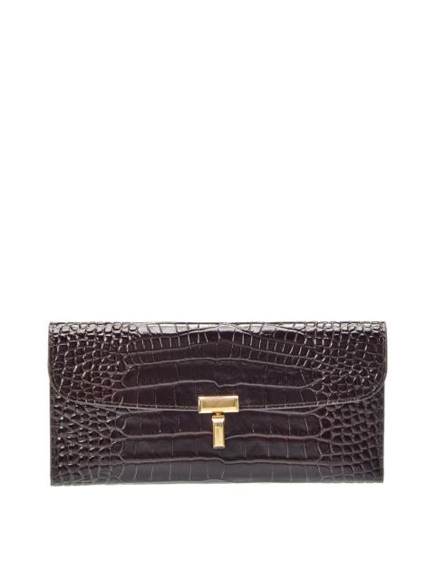 TOTEME TOTEME T-Lock Croc-Embossed Leather Continental Wallet