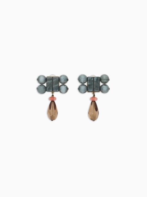 GIORGIO ARMANI RESIN AND QUARTZ CLIP-ON EARRINGS