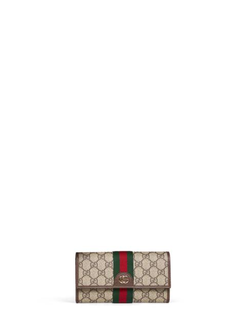 GUCCI Gucci Women Beige And Dark Brown Ophidia Continental Wallet