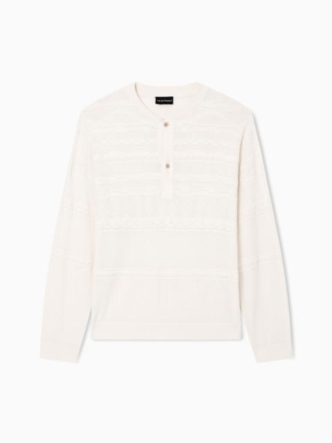 EMPORIO ARMANI LYON COTTON BLEND CREWNECK SWEATER