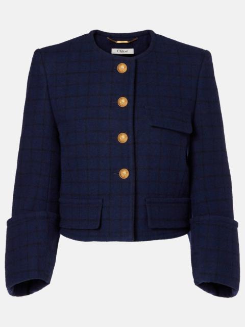 Chloé Checked cropped wool-blend jacket
