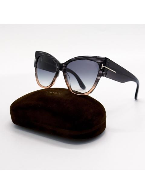 TOM FORD NEW TOM FORD ANOUSHKA SUNGLASSES TF371 20B CAT EYE BLACK/BRO