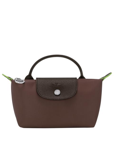 Longchamp Le Pliage Green Pouch with handle Mocha - Recycled canvas